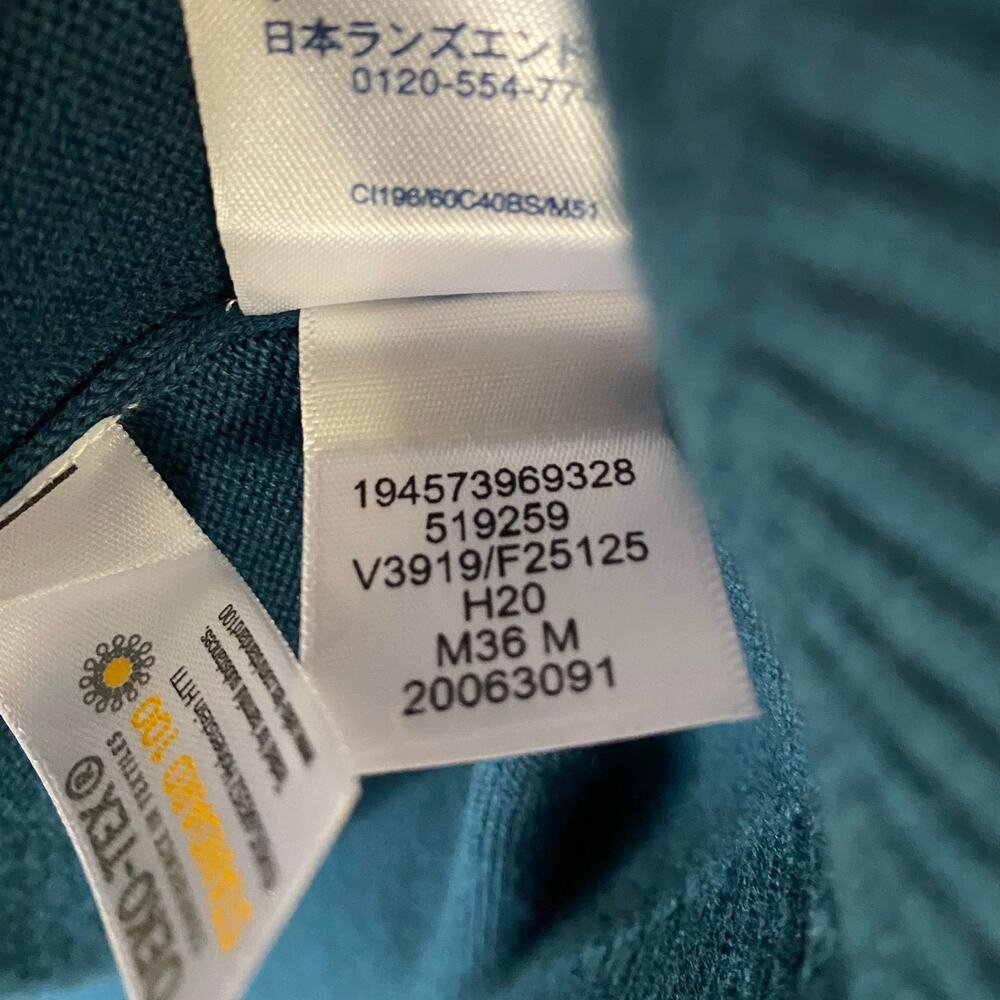 Lands’ End Mens Crewneck Sweater Medium Teal Blue Green Cotton Modal Lightweight - Picture 6 of 12
